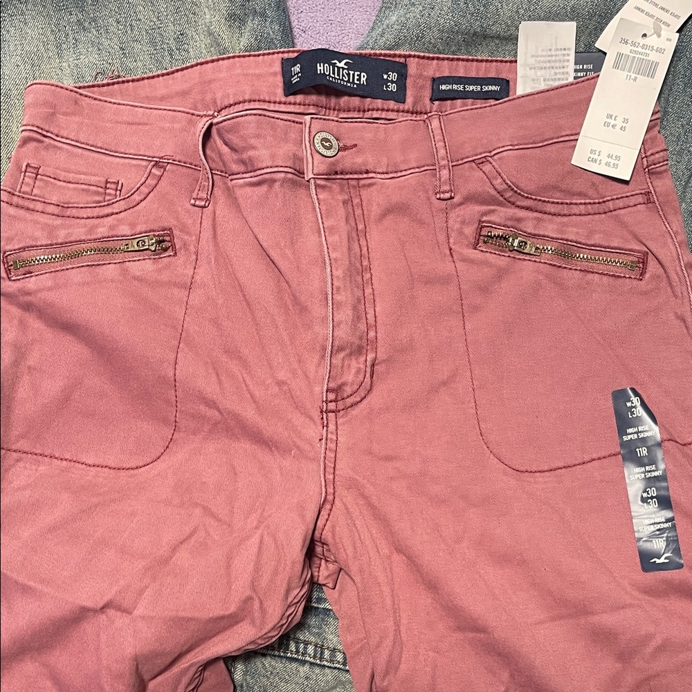 Hollister Women's Super Skinny Jeans in Dusty Rose Pink